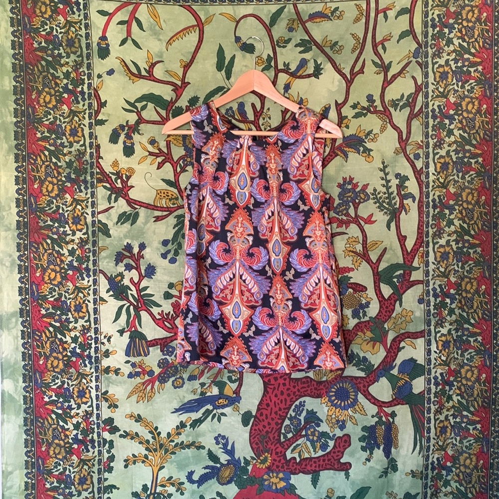 Banana Republic Paisley Silk Tank Top tie back blouse, size XS